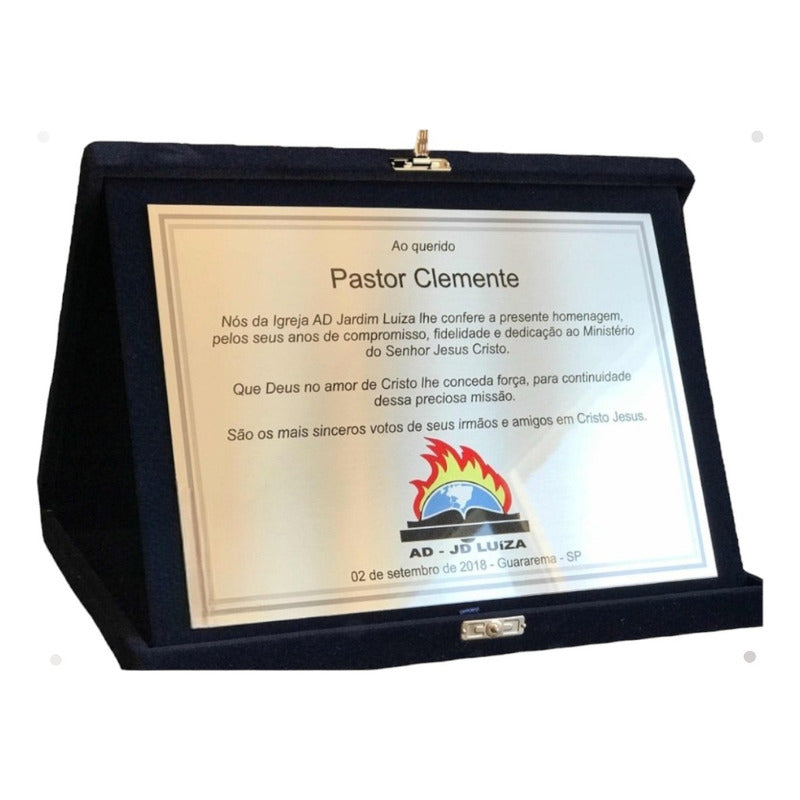 Placa Homenagem Pastor