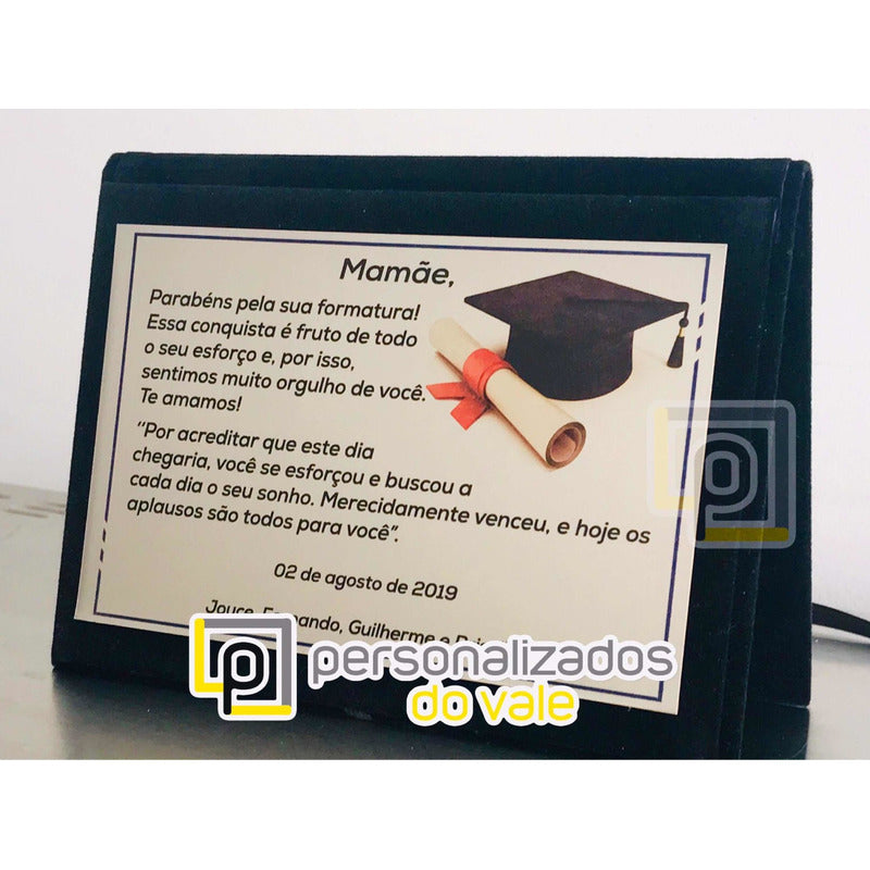 Placa Homenagem / Formatura Estojo Capa 17x12