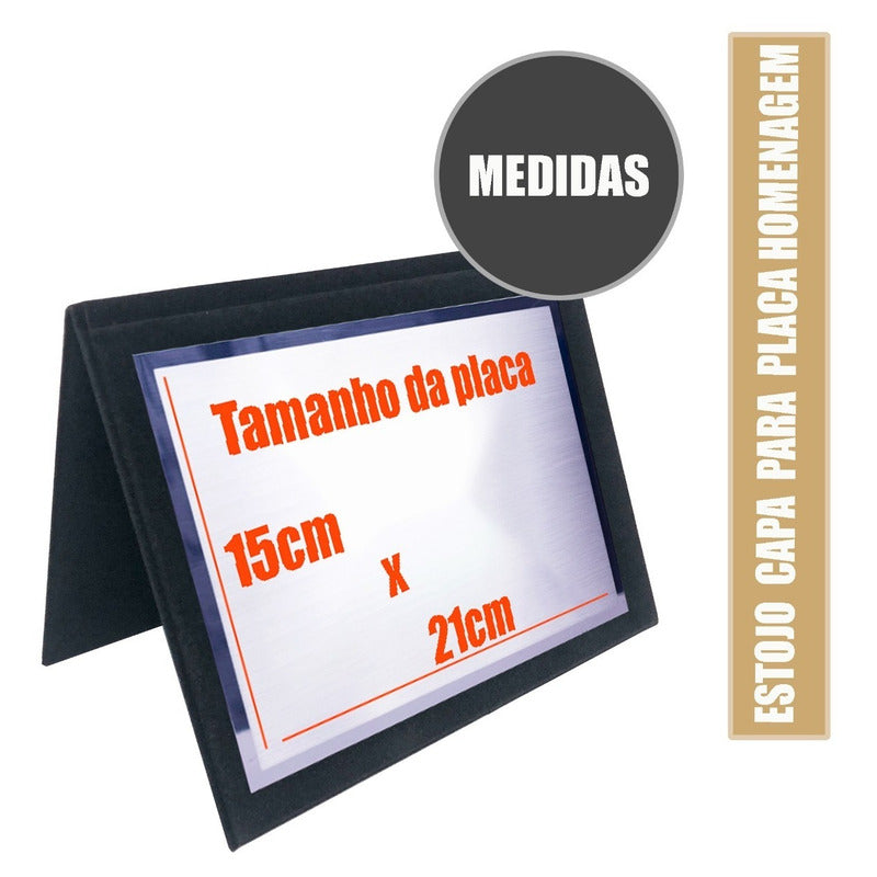 Estojo De Veludo Placa De Homenagem 21x15 Tipo Capa  - Preto