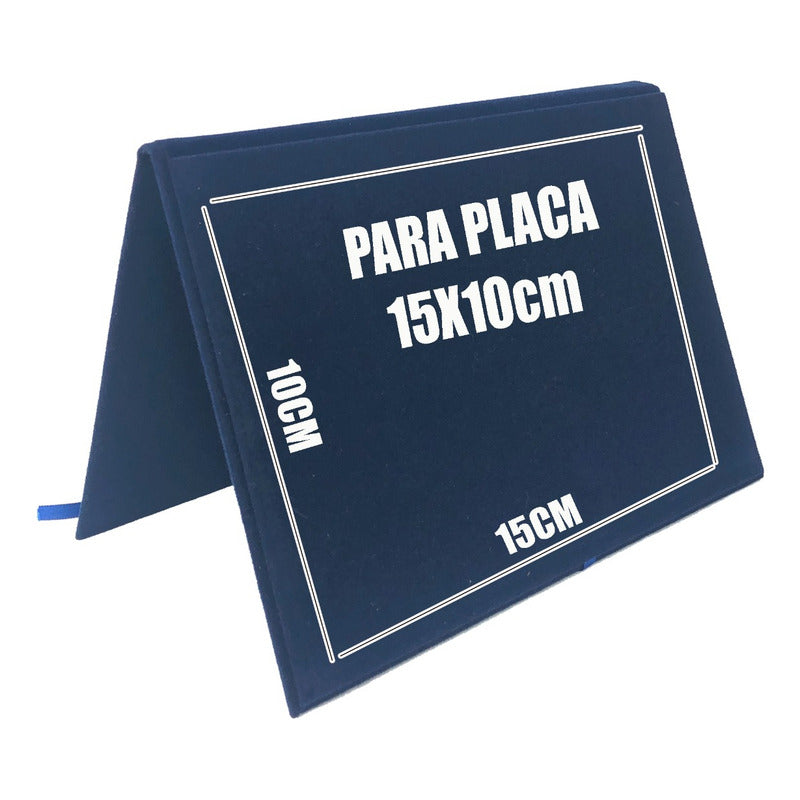 Estojo De Veludo Tipo Capa Placa De Homenagem 10x15 - Azul