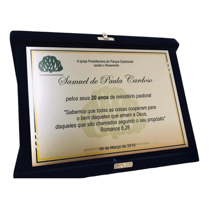 Placa Homenagem Pastor