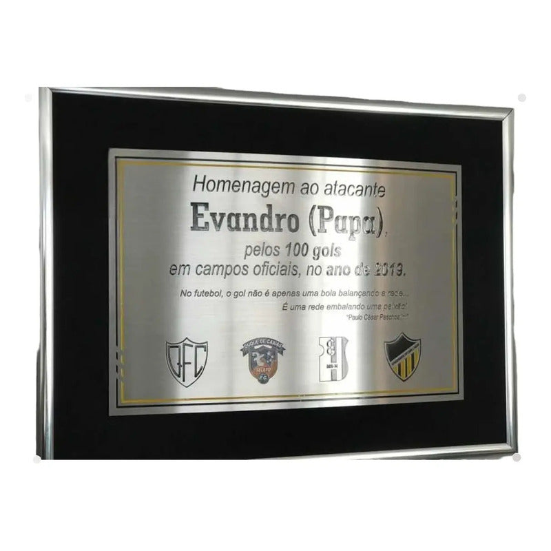 Placa De Homenagem Aço Inox Baixo Relevo