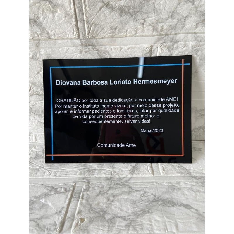 Placa De Homenagem Agradecimento Gratificação Personalizada