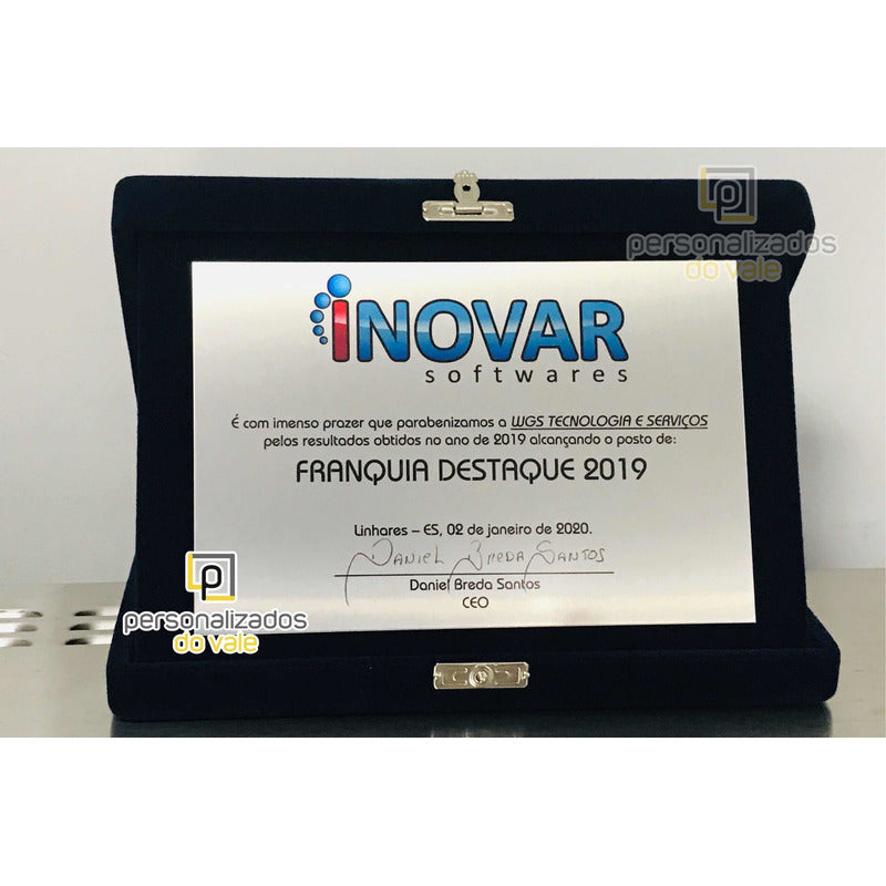 Placa De Homenagem/formatura Aço Inox Estojo De Veludo